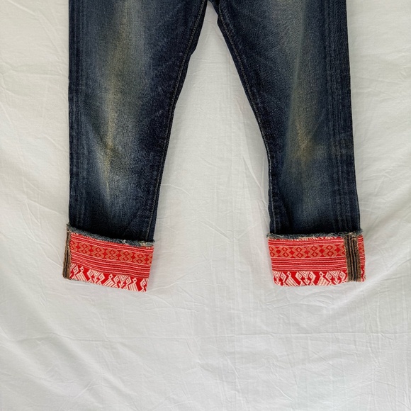Lucky Brand Legend Sienna Tomboy Crop Sz 2/26 Red Fabric Cuffs - Picture 4 of 13